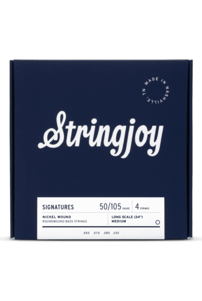 Stringjoy Signatures SJ-NBA50105LS Medium Gauge Long Scale Nickel Wound Bass Strings (50-105)