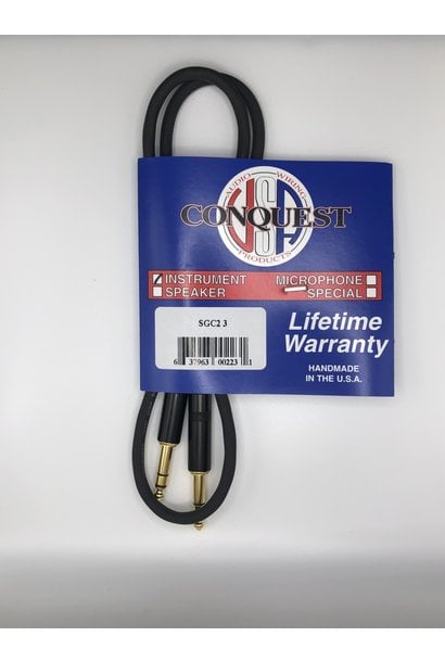 Conquest SGC2 3 TRS Stereo Instrument Cable - 3' Str/Str