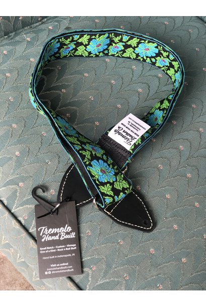 Tremolo Leather Co. Blue/Green Flower Strap