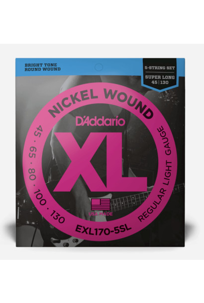 D'addario EXL170-5SL Regular Light Super Long Bass Strings 45-130