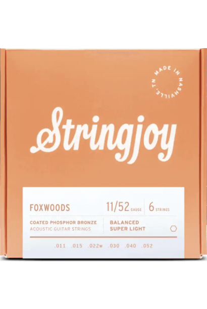 Stringjoy Foxwoods SJ-FW1152 Light Coated Phosphor Bronze Acoustic Strings (11-52)