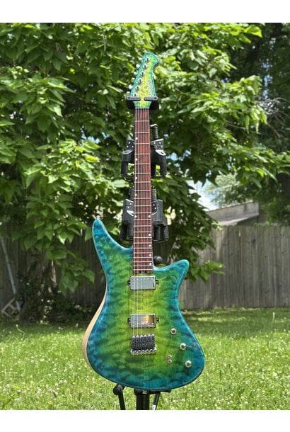 Bridge Builder Guitars - Quilted Maple Blue-Green Hornet