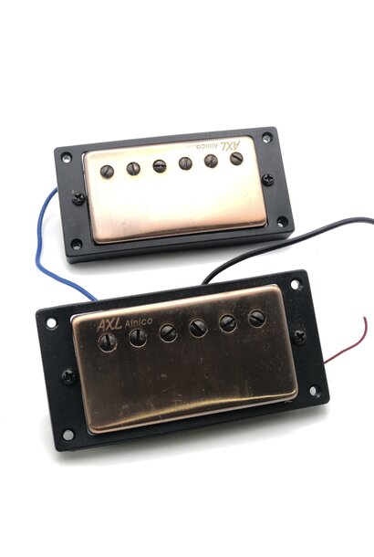 AXL Alnico Humbucker Set Worn Copper w/Pickup Rings