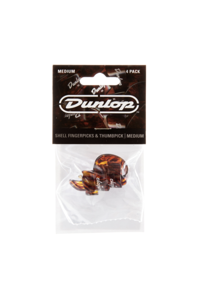 DUNLOP SHELL 3 FINGERPICKS / 1 THUMBPICK SET MEDIUM