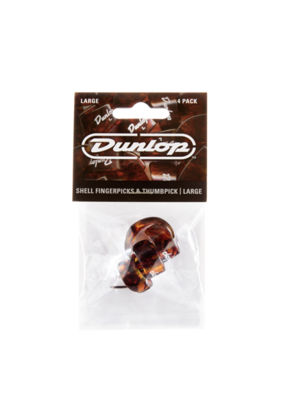 DUNLOP SHELL 3 FINGERPICKS / 1 THUMBPICK SET LARGE