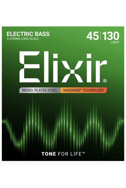 Elixir 14202 Nanoweb 5-string Bass 45-130