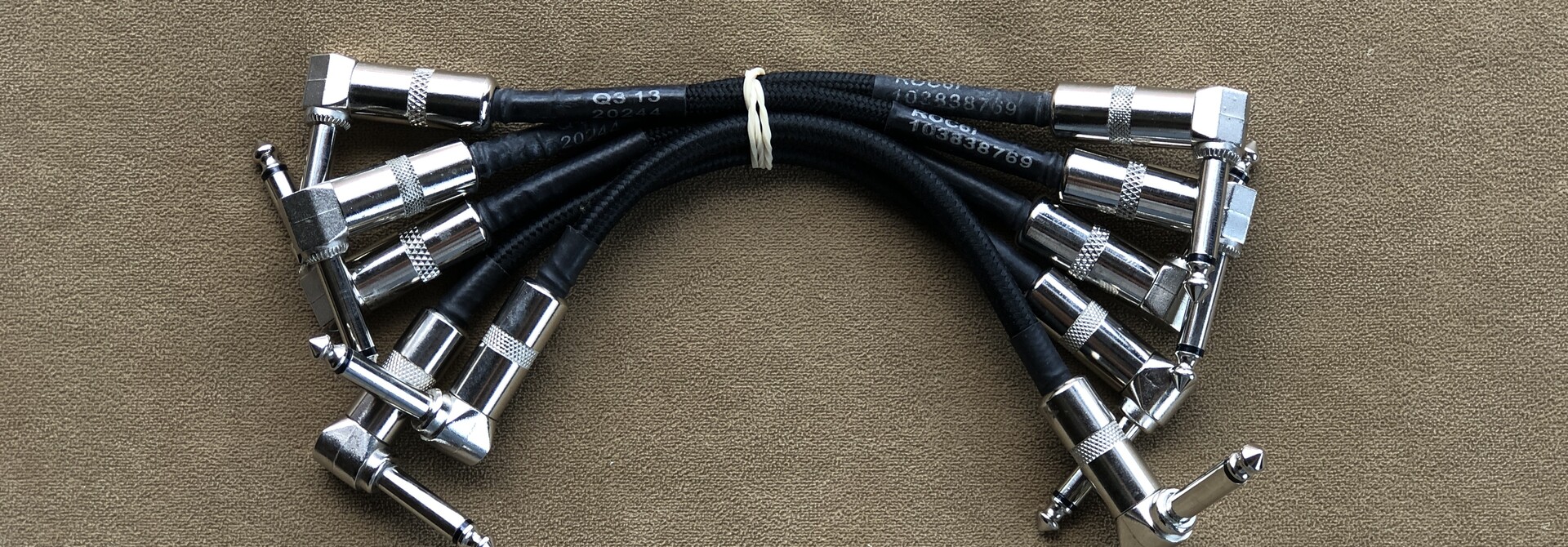 Used Generic Black Braided Patch Cables - 5 Pack