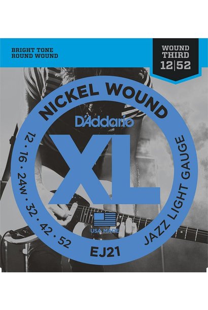 D'addario EJ21 Nickel Wound, Jazz Light (Wound 3rd), 12-52