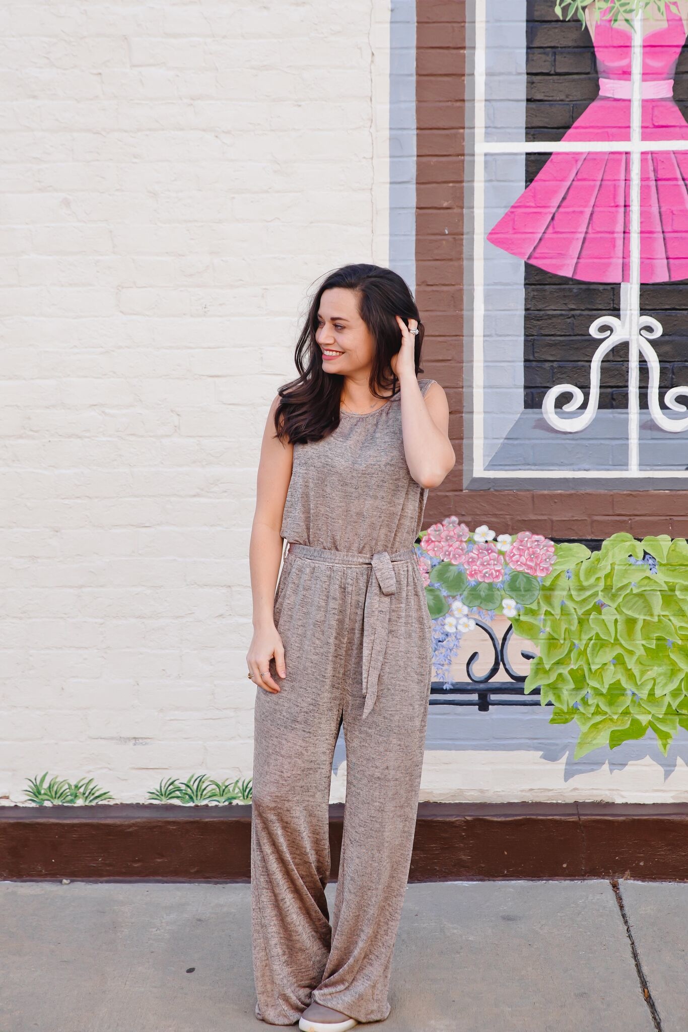 grey sleeveless jumpsuit