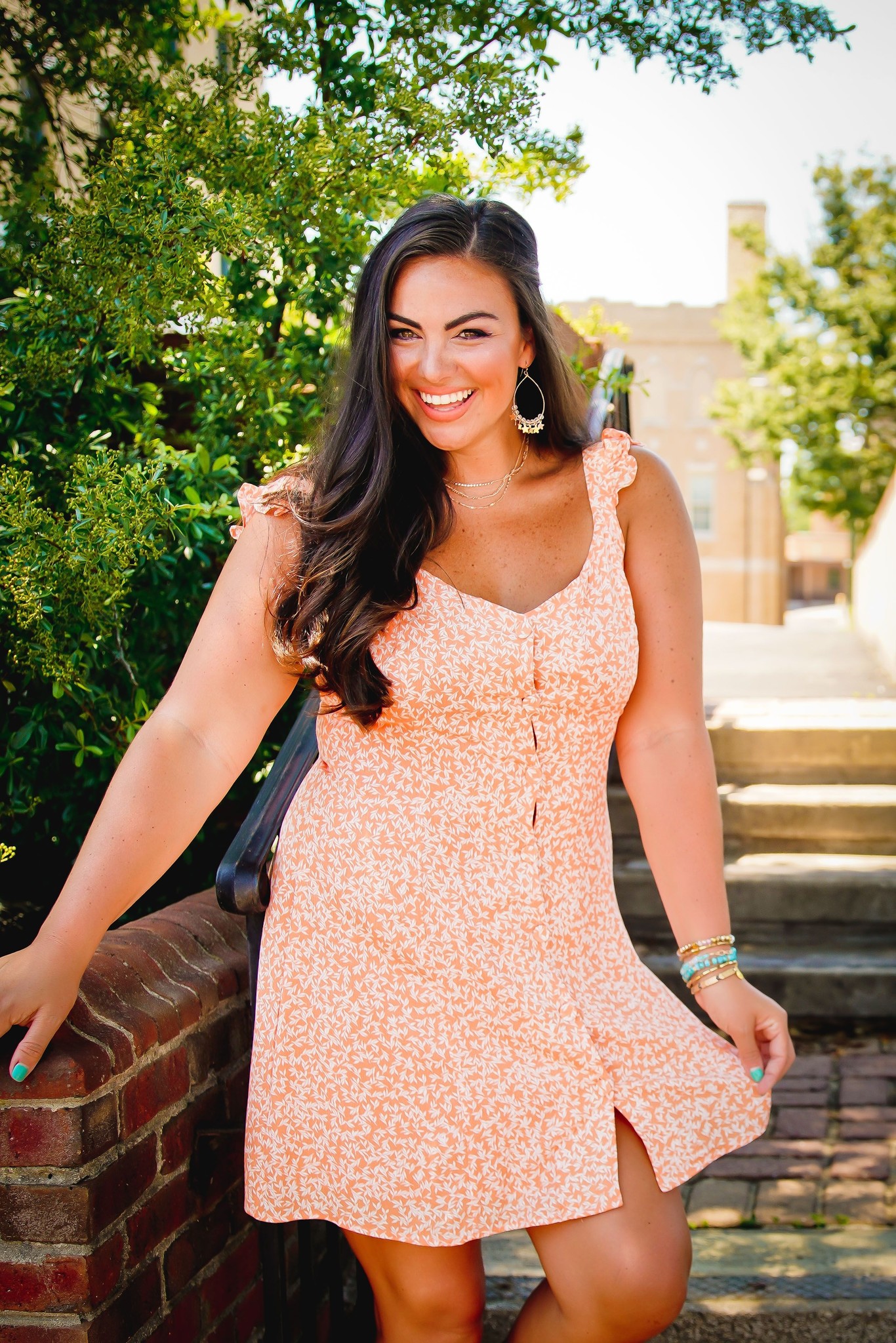 floral button down dress