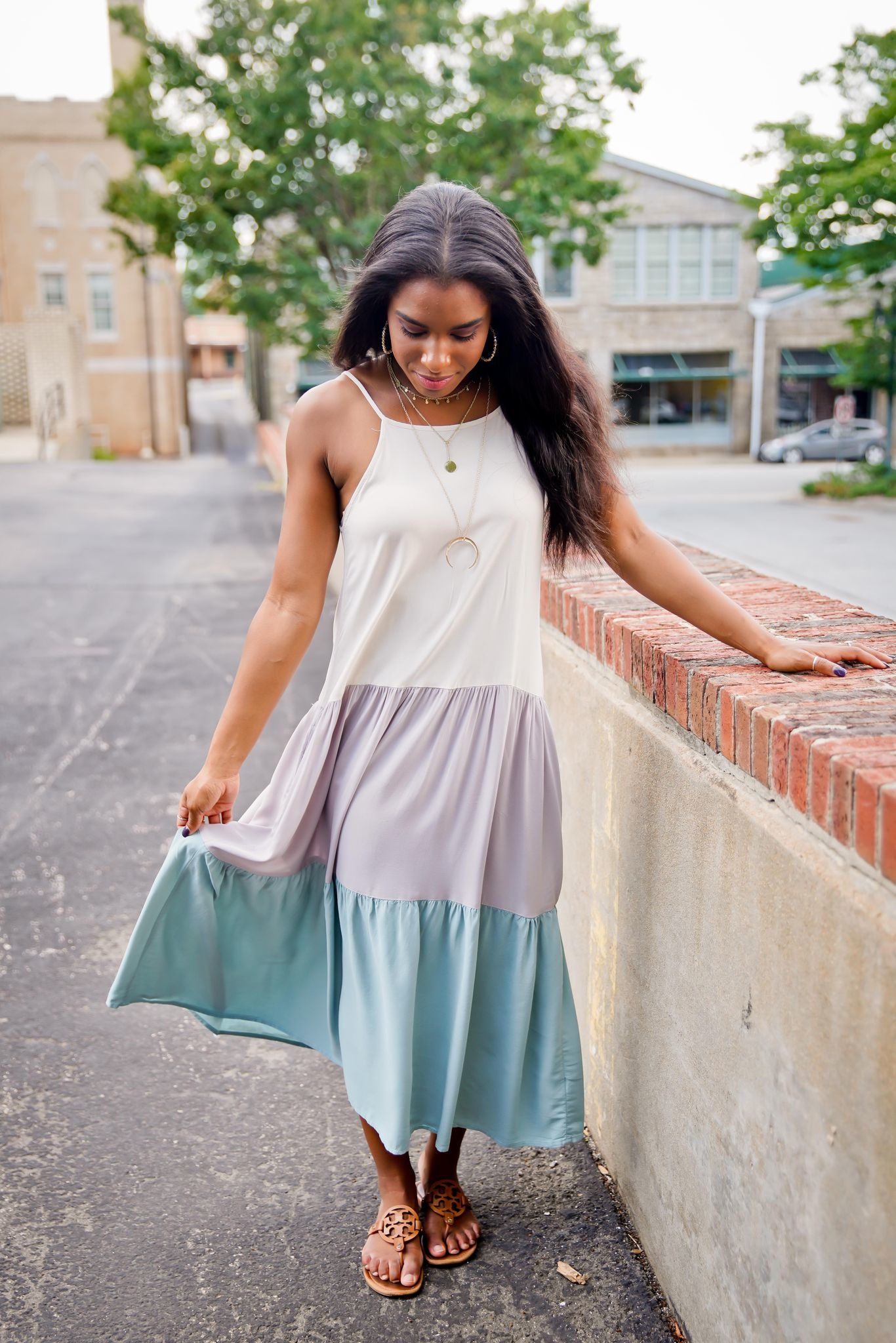 color block tiered dress