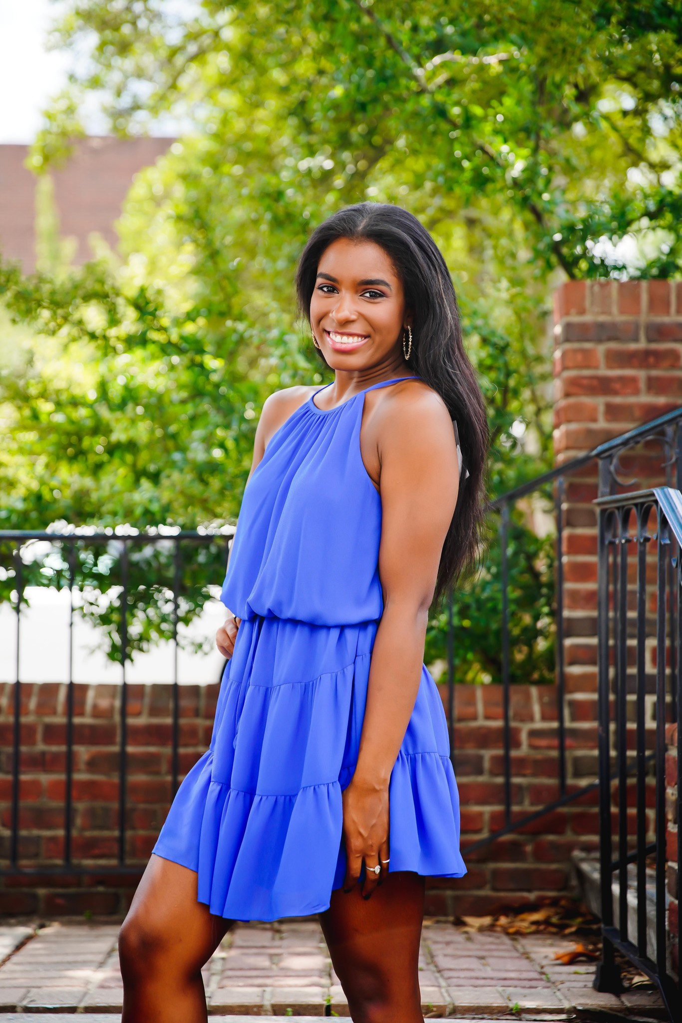 royal blue tiered dress