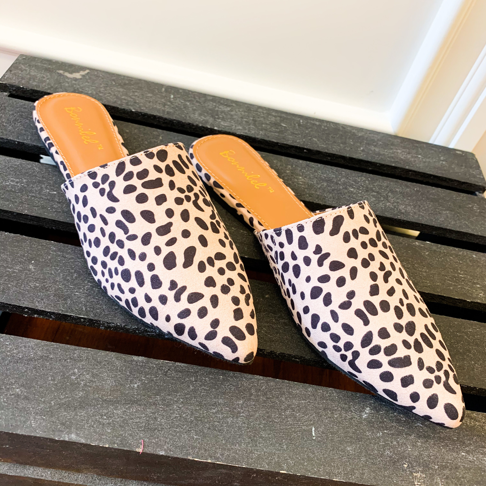 leopard print flat mules