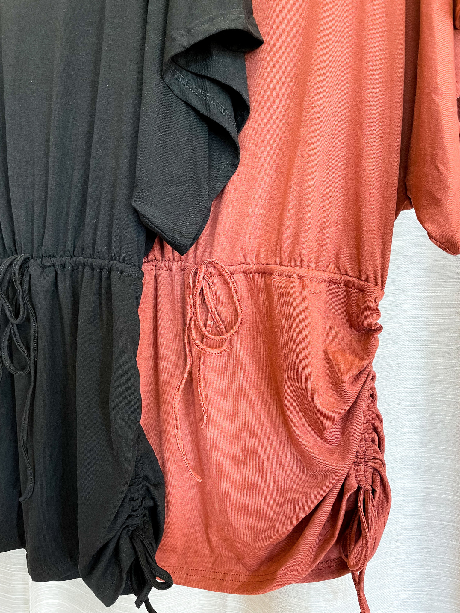 Mable Dolman Sleeve Mini Dress w/ Side Skirt Drawstring