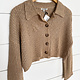 Taupe Slouchy Button Front Cropped Cardigan