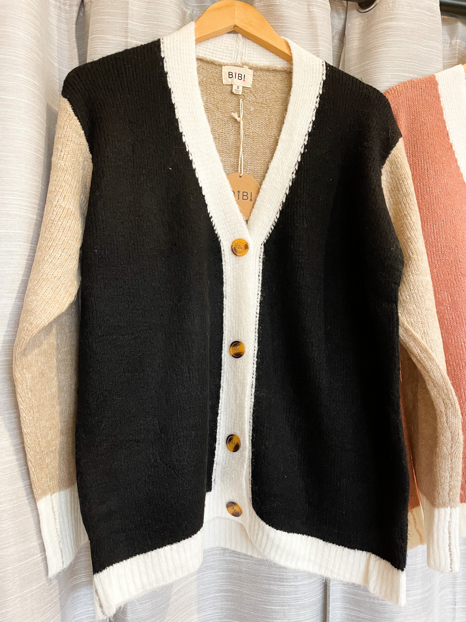 Color Block Button Down Sweater Cardigan