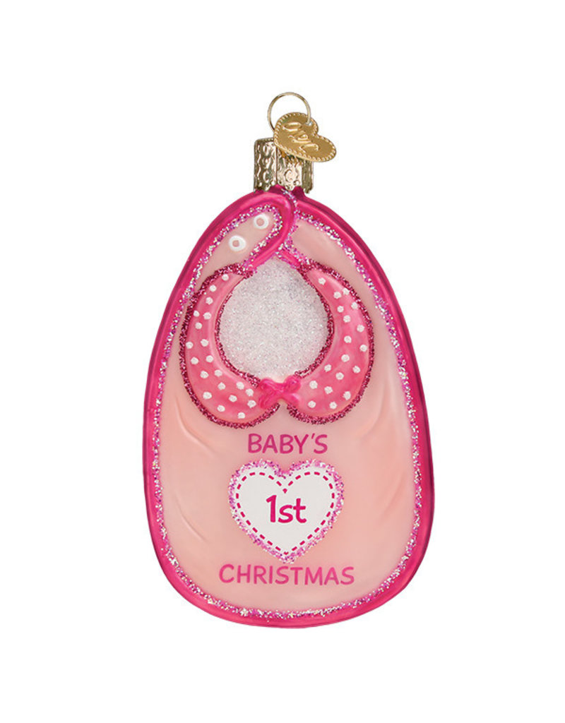 Old World Christmas Pink Baby Bib
