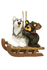 Bearfoots Bear and Sled Dog Ornament
