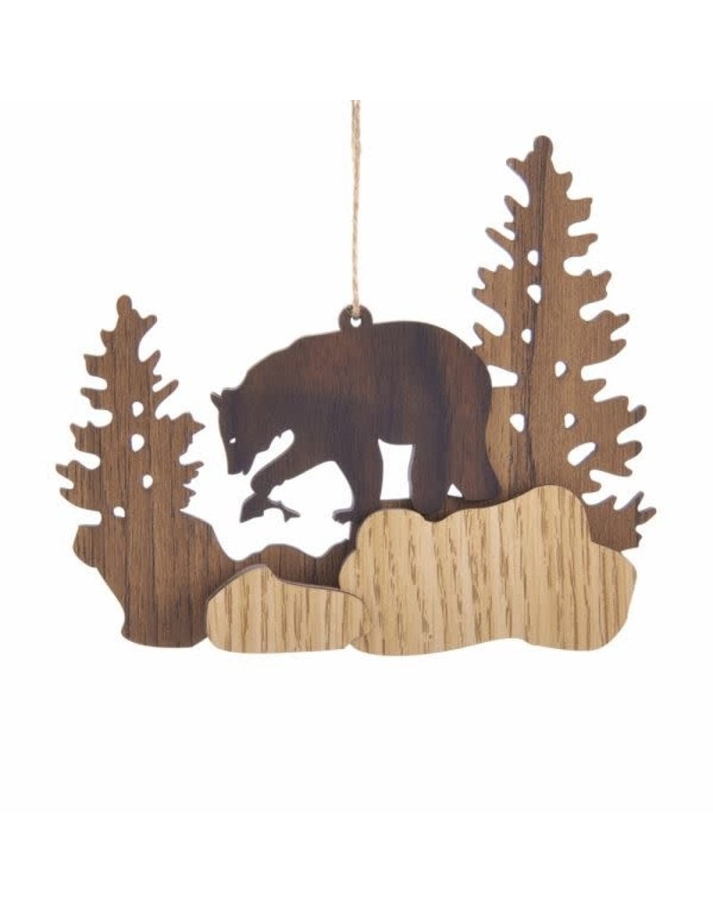 Wood Bear Scene Ornament