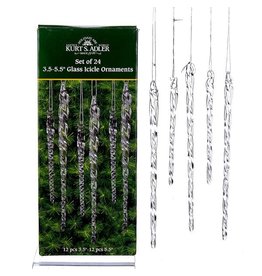 Glass Clear Icicle Set of 24
