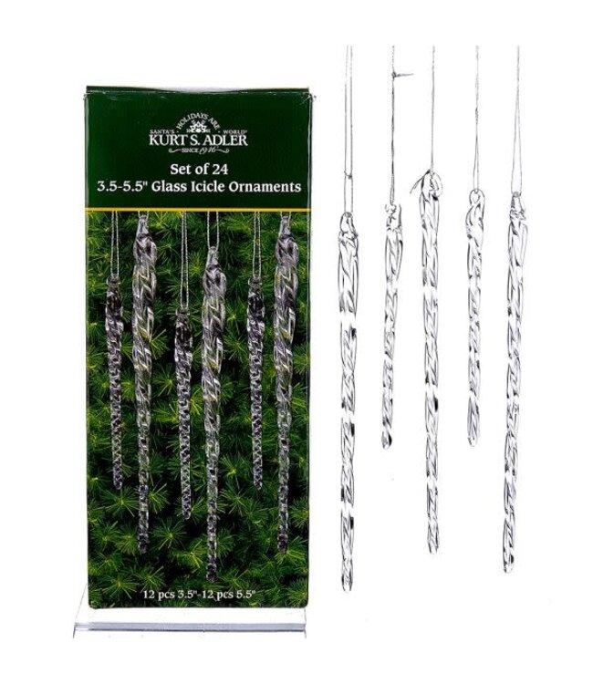 Glass Clear Icicle Set of 24