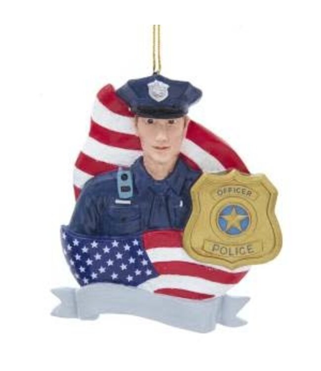 Policeman with Flag and Badge