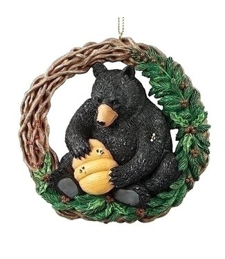 Black Bear with Beehive Ornament