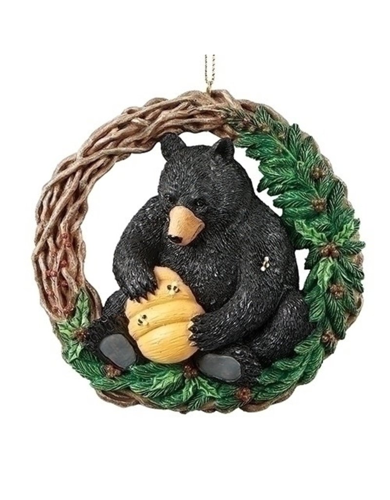 Black Bear with Beehive Ornament