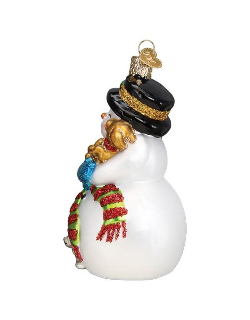 Old World Christmas Snowman with Playful Pets