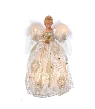 Kurt S. Adler Lit 12" Ivory/Gold Angel Treetopper