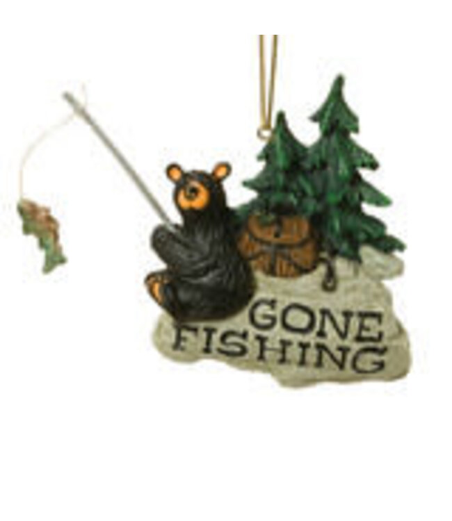 Bearfoots Gone Fishing Bear Ornament