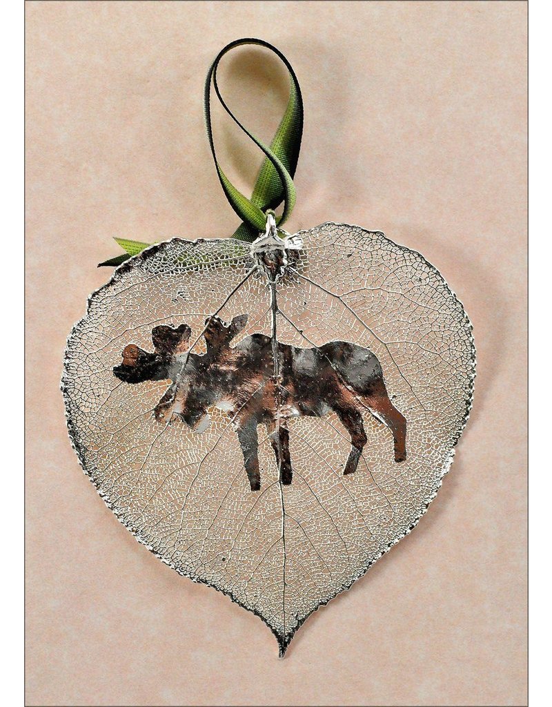 The Rose Lady Silver Preserved Aspen Leaf - Moose Silhouette