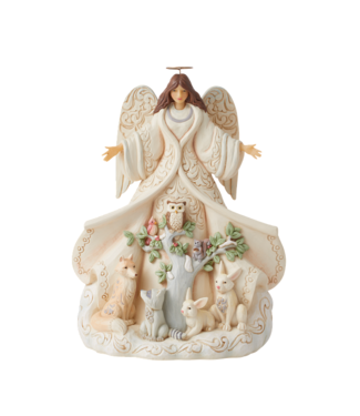 Jim Shore Jim Shore White Woodland Angel with Coat Figurine