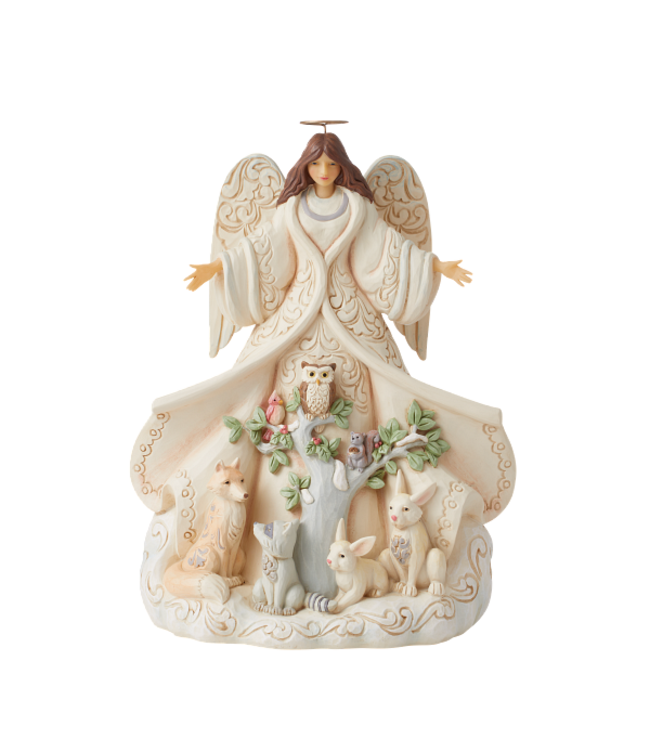 Jim Shore White Woodland Angel with Coat Figurine