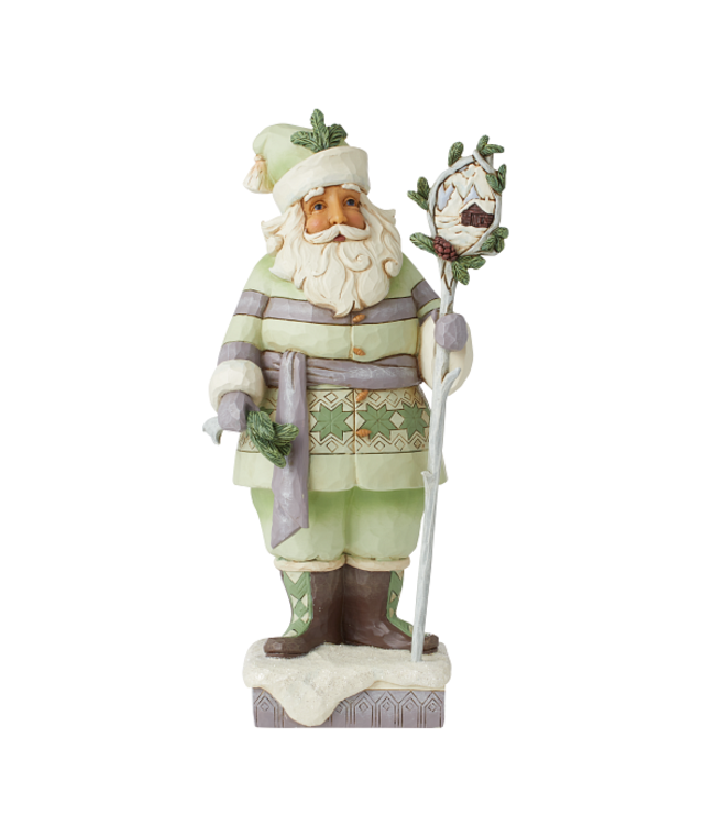 Jim Shore White Woodland Santa with Staff Figurine