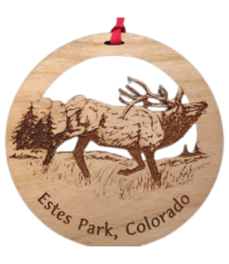 Elk Round Wood Ornament