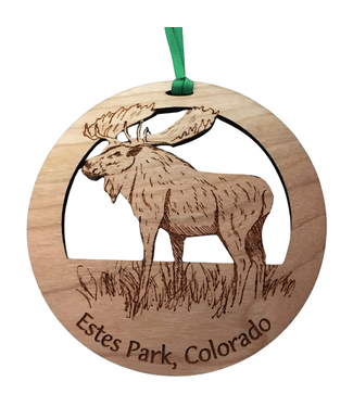 Moose Round Wood Ornament