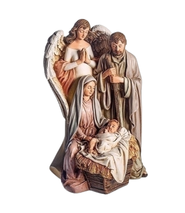 Holy Family and Praying Angel Figurine