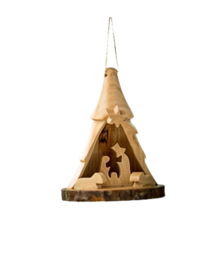 Bark 3D Tree with Nativity Ornament