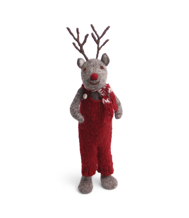 Felt Large Grey Rudolf w/Red Pants