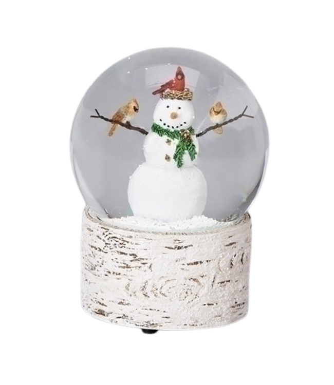 Snowman and Cardinal Musical Snow Globe