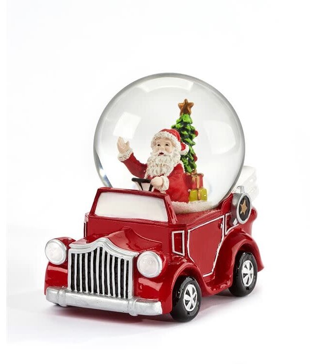 Musical Santa Snowglobe with Red Truck Base