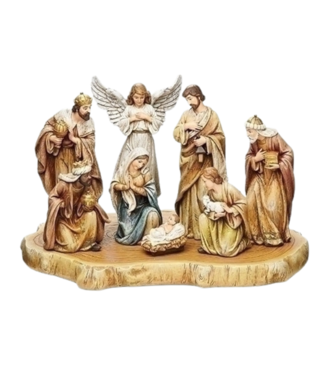 Nativity on Wood Base Set of 9