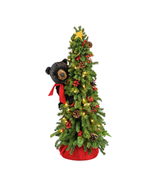 Black Bear Climbing Christmas Tree