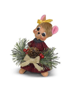 Annalee 6" Plaid & Pine Girl Mouse