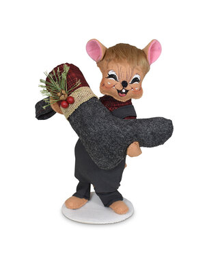 Annalee 8" Plaid & Pine Stocking Mouse