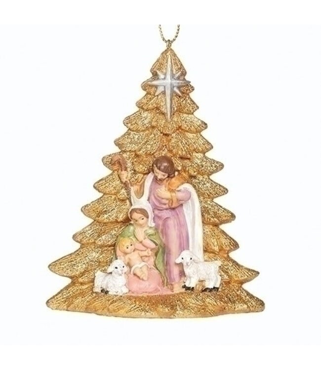 Fontanini Holy Family in Gold Tree Ornament