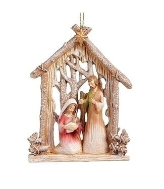 Holy Family Under Birch Stable Ornament