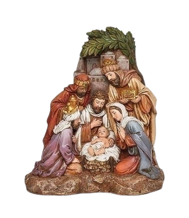 Nativity with Village Background Figurine