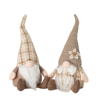 Cream Plaid Sitting Gnomes